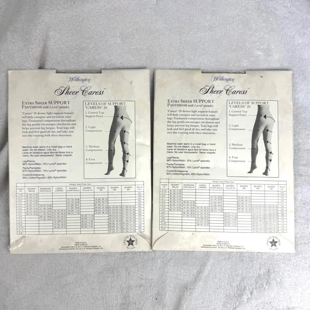 Vintage Worthington Sheer Caress Pantihose Oatmeal Short Support Control